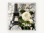 Camellia Over Paris, floral canvas wall art print, front view