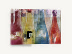 Four Bottle Spectrum, coloured wine bottles abstract kitchen, kitchen canvas wall art print ready to hang