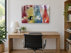 Four Bottle Spectrum kitchen canvas print on the wall of a study