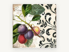 Plum Branch Damask, floral canvas wall art print, front view