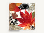 Autumn Maple Script, red maple leaf autumn collage, floral canvas wall art print ready to hang