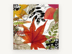 Autumn Script Collage, floral canvas wall art print, front view