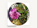 Rose Stained Glass Roundel, pink peony stained glass floral, floral canvas wall art print ready to hang