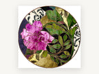 Rose Stained Glass Roundel, floral canvas wall art print, front view