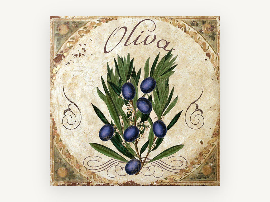 Oliva Olive Branch, kitchen canvas wall art print, front view
