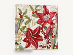 Red Amaryllis Paris Script, red amaryllis berries vintage botanical, floral canvas wall art print ready to hang