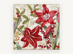 Red Amaryllis Paris Script, floral canvas wall art print, front view
