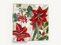 Red Amaryllis Winter Garden, red amaryllis holly berries botanical, floral canvas wall art print ready to hang