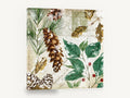 Frosted Pine and Holly, snowy pine cones botanical collage, floral canvas wall art print ready to hang