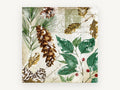 Frosted Pine and Holly, floral canvas wall art print, front view