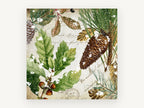 Snowy Oak and Pine, floral canvas wall art print, front view