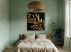 Gilded Olive Branch floral canvas print on the wall of a bedroom