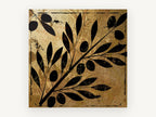 Olive Branch Gilt Silhouette, floral canvas wall art print, front view