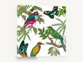 Birds and Butterflies Aloft, tropical birds butterflies ferns illustration, floral canvas wall art print ready to hang