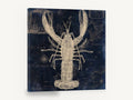Lobster on Indigo Chart, vintage lobster nautical map, stretched canvas wall art print ready to hang