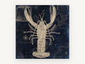 Lobster on Indigo Chart, vintage canvas wall art print, front view