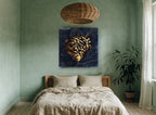 Tiger Shell Atlantic Chart vintage canvas print on the wall of a bedroom