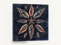 Shell Star on Navy Chart, vintage seashell mandala sea chart, stretched canvas wall art print ready to hang