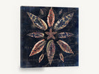 Shell Star on Navy Chart, vintage seashell mandala sea chart, stretched canvas wall art print ready to hang