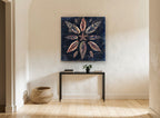Shell Star on Navy Chart vintage canvas print on the wall of a hallway