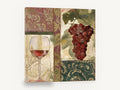 Vineyard Patchwork Red, red grapes wine glass damask kitchen, kitchen canvas wall art print ready to hang