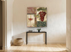 Vineyard Patchwork Red kitchen canvas print on the wall of a hallway