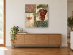 Vineyard Patchwork Red kitchen canvas print on the wall of a living room above a sideboard