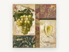 Green Grapes and White Wine, kitchen canvas wall art print, front view