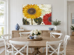 Paris Hôtel Sunflowers floral canvas print on the wall of a Hamptons dining room