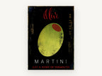 Olive Martini Noir, kitchen canvas wall art print, front view