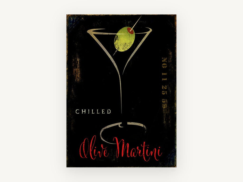 Chilled Olive Martini, kitchen canvas wall art print, front view