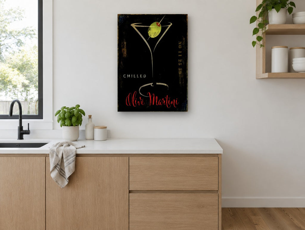 Chilled Olive Martini kitchen canvas print on the wall of a kitchen