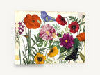 Poppies and Butterflies Meadow, poppies dahlia butterflies botanical illustration, floral canvas wall art print ready to hang
