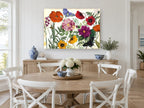 Poppies and Butterflies Meadow floral canvas print on the wall of a Hamptons dining room