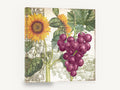 Sunflower and Grape Harvest, sunflower and purple grapes botanical collage, floral canvas wall art print ready to hang