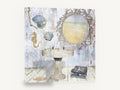 Seaside Washstand Mirror, coastal bathroom sink mirror collage, coastal canvas wall art print ready to hang