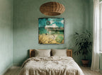 Postcard Sea Chart coastal canvas print on the wall of a bedroom