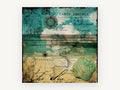 Postcard Sea Chart, coastal canvas wall art print, front view