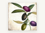 Plum and Olive Sprig, floral canvas wall art print, front view