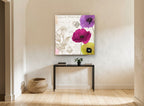 Poppy Love Notes vintage canvas print on the wall of a hallway