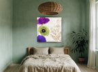 Poppy Carte Postale vintage canvas print on the wall of a bedroom