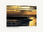 Golden Tidal Flats, golden sunset tidal flats photograph, coastal canvas wall art print ready to hang