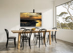 Golden Tidal Flats coastal canvas print on the wall of a dining room