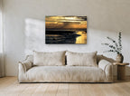 Golden Tidal Flats coastal canvas print on the wall of a living room
