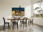 Grazing Paint Horse animal canvas print on the wall of a dining room