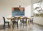 Sea Stacks at Dusk coastal canvas print on the wall of a dining room