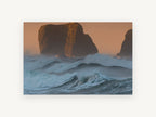 Sea Stacks at Dusk, coastal canvas wall art print, front view