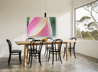 Tulip Petal Curve floral canvas print on the wall of a dining room