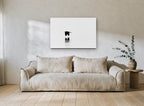 Heron Skimming Still Water floral canvas print on the wall of a living room