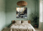 Park Drive Runners vintage canvas print on the wall of a bedroom
